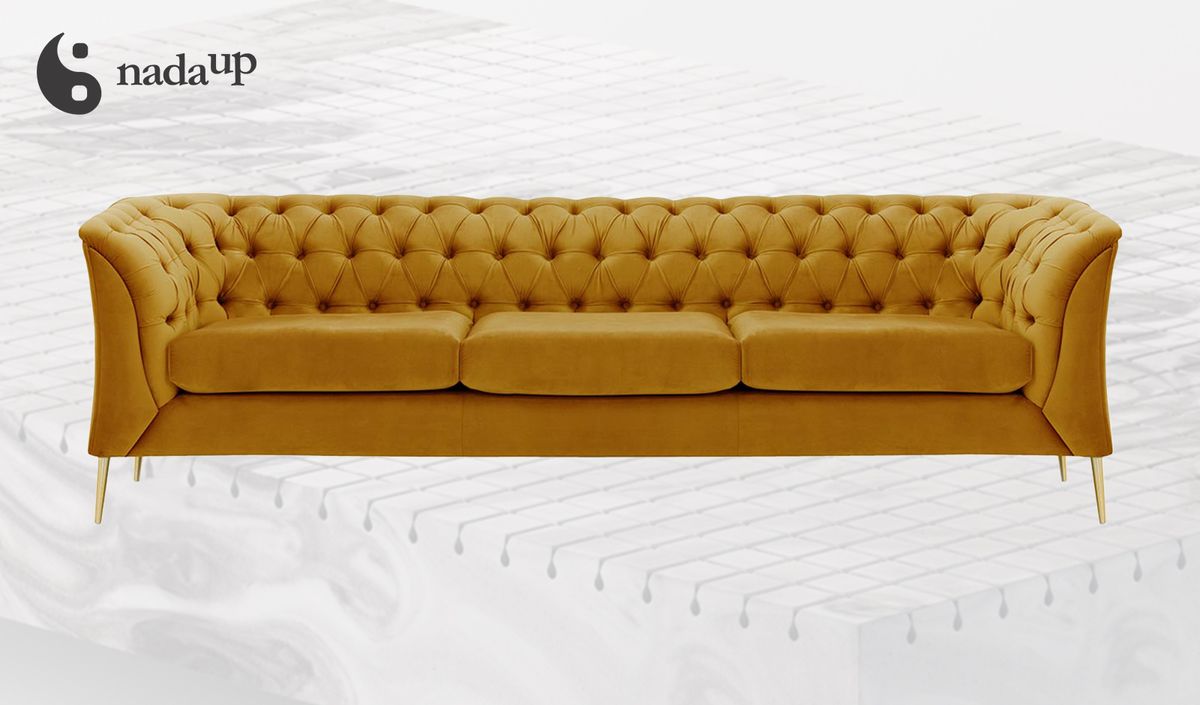 Dreisitzer-Sofa Chesterfield Modern aus medizinischem Schaumstoff