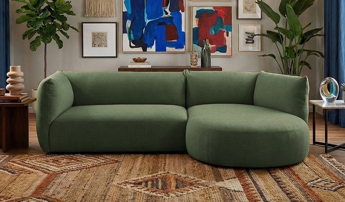 Modernes rechtsseitige Ecksofa Mollo mit ovalem Modul