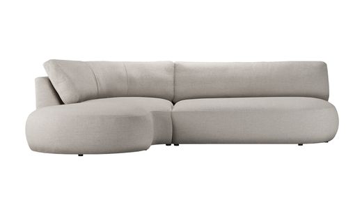 Minimalistische linksseitige Eckcouch Ace mit abgerundeter Form Minimalistische linksseitige Eckcouch Ace mit abgerundeter Form