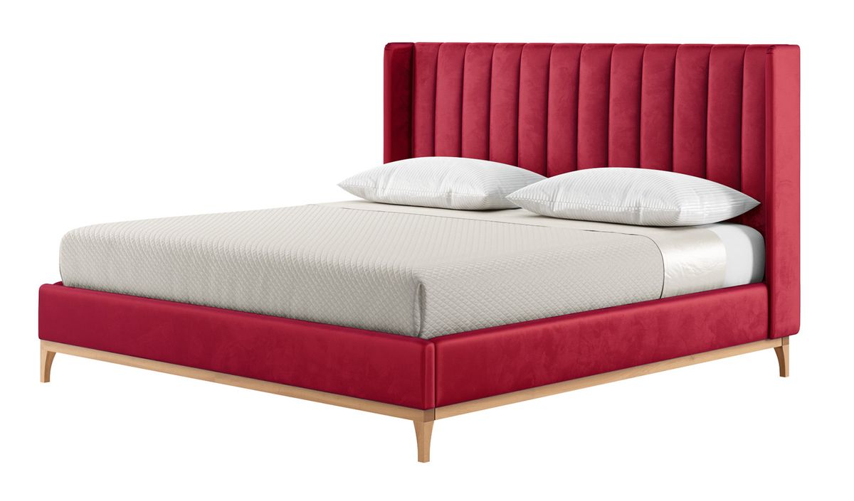 Polsterbett Reese 200x200 cm mit senkrechten Ziernähten Kopfteil und Seitenpaneele