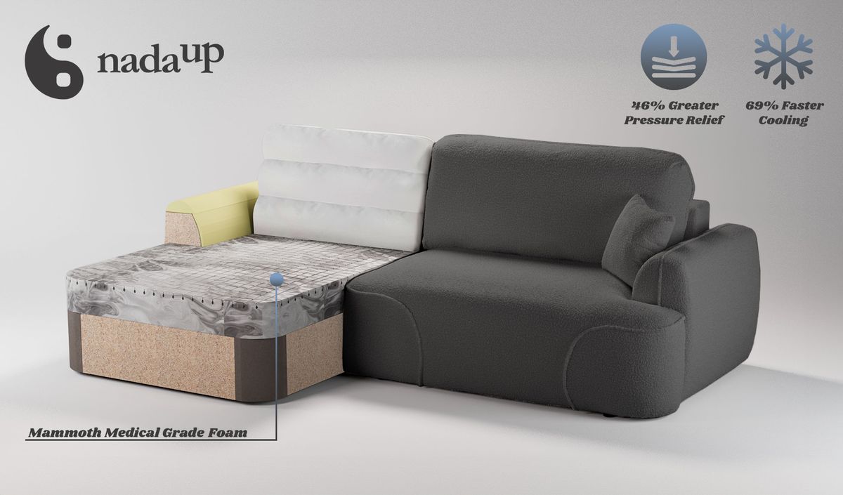 Linksseitiges Ecksofa Satell mit Schlaffunktion aus medizinischem Schaumstoff