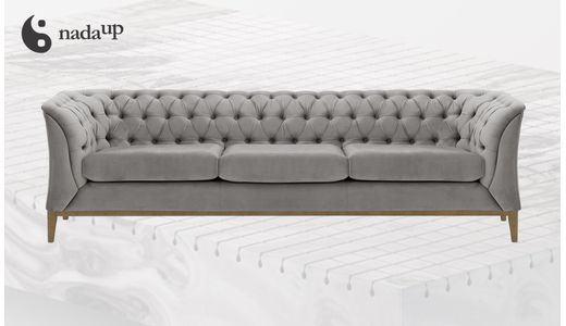 Dreisitzer-Sofa Chesterfield Modern Wood aus medizinischem Schaumstoff Dreisitzer-Sofa Chesterfield Modern Wood aus medizinischem Schaumstoff